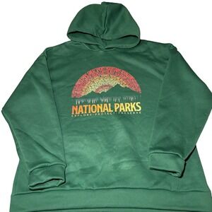 National Parks Explore Protect Preserve Hoodie XL Green‎ Graphic Pullover